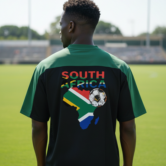 South African Flag Themed Graphic Mesh V-Neck Soccer Jersey