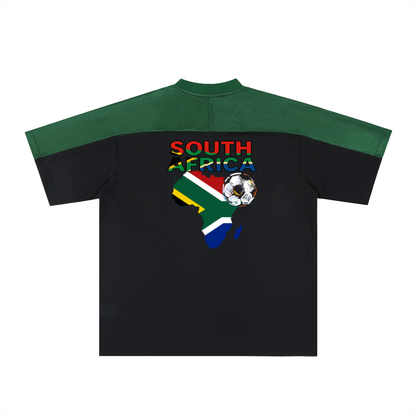 South African Flag Themed Graphic Mesh V-Neck Soccer Jersey