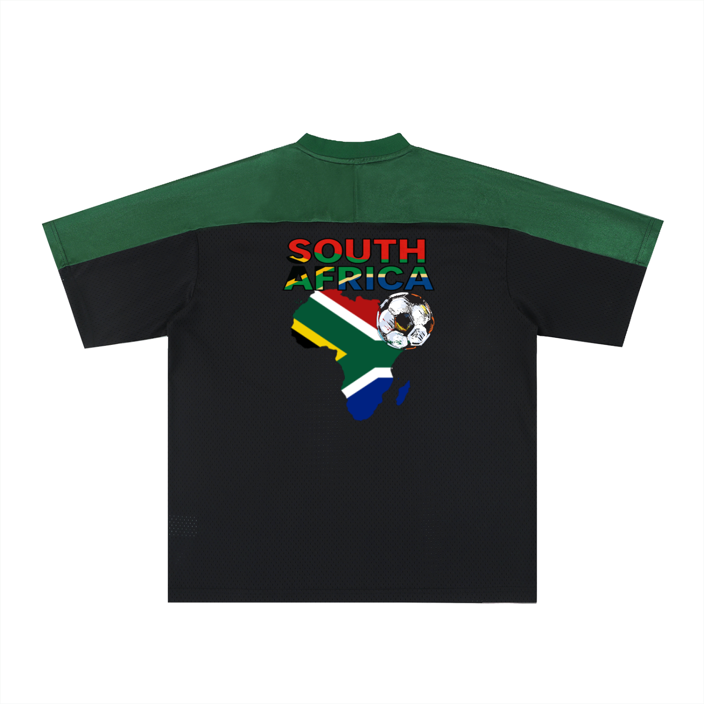 South African Flag Themed Graphic Mesh V-Neck Soccer Jersey