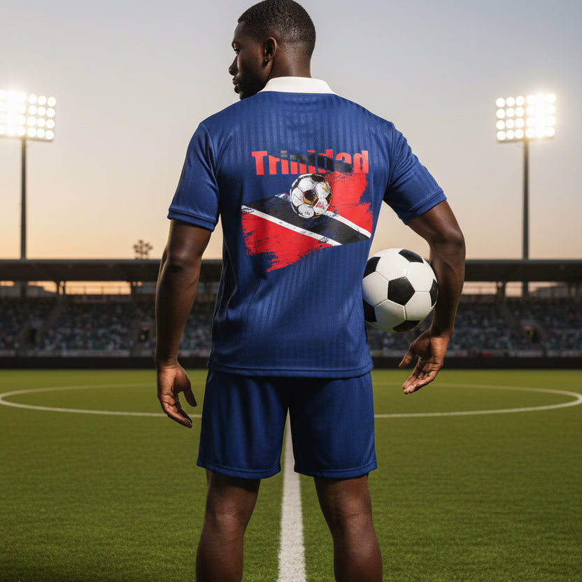 Trinidad Flag Themed Contrast Collar Striped Soccer Unisex Jersey