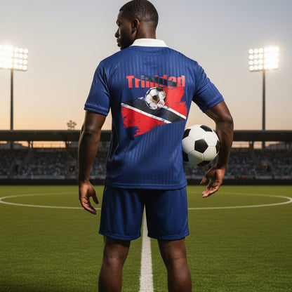 Trinidad Flag Themed Contrast Collar Striped Soccer Unisex Jersey