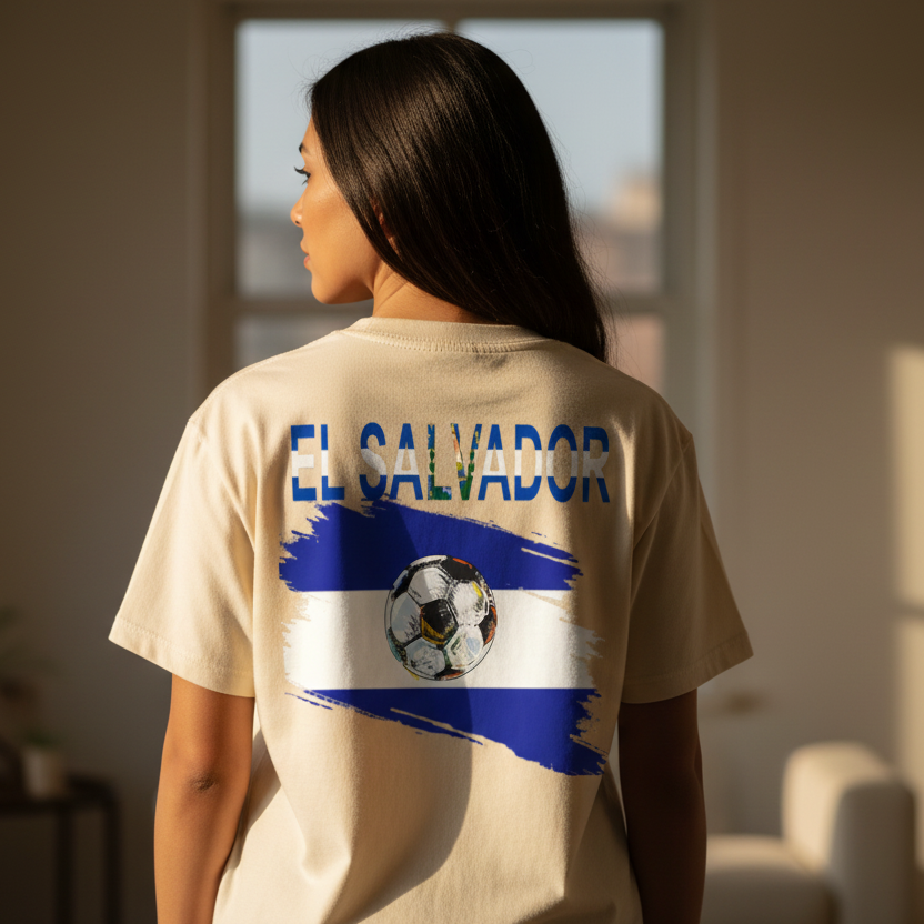 El Salvador Flag Themed Unisex Oversized T-Shirt