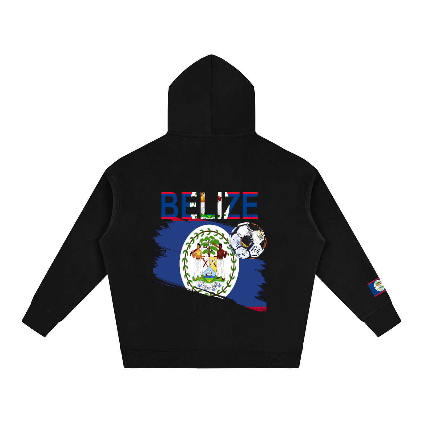 Belize Flag Themed Graphic Unisex Oversize Fleeced Hoodie