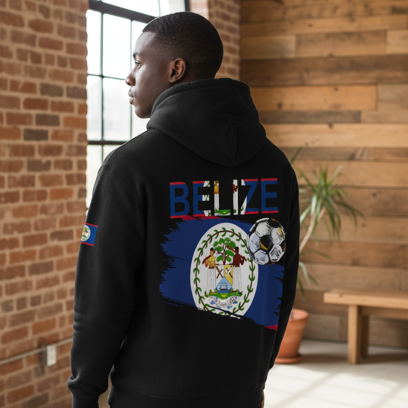 Belize Flag Themed Graphic Unisex Oversize Fleeced Hoodie