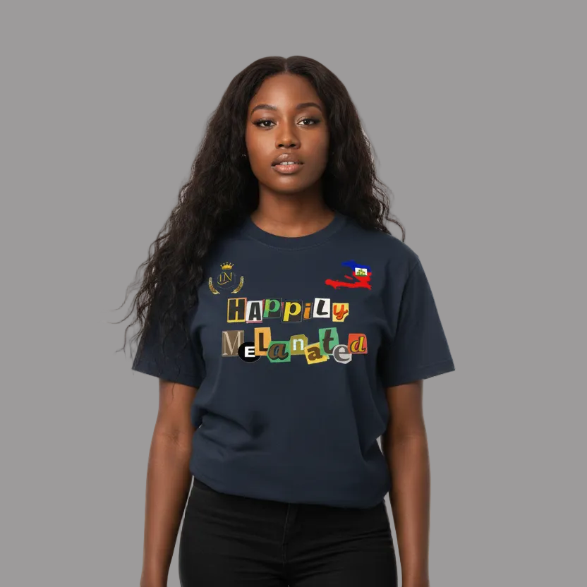 Haiti Flag Themed Vintage Wash Cotton Graphic Unisex T-Shirt