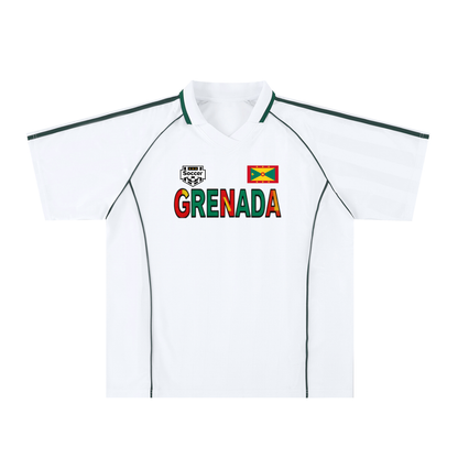 Grenada Flag Themed Graphic Stripe Collared Soccer Jersey