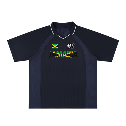 Jamaican Flag Themed Graphic V-Neck Soccer Jersey