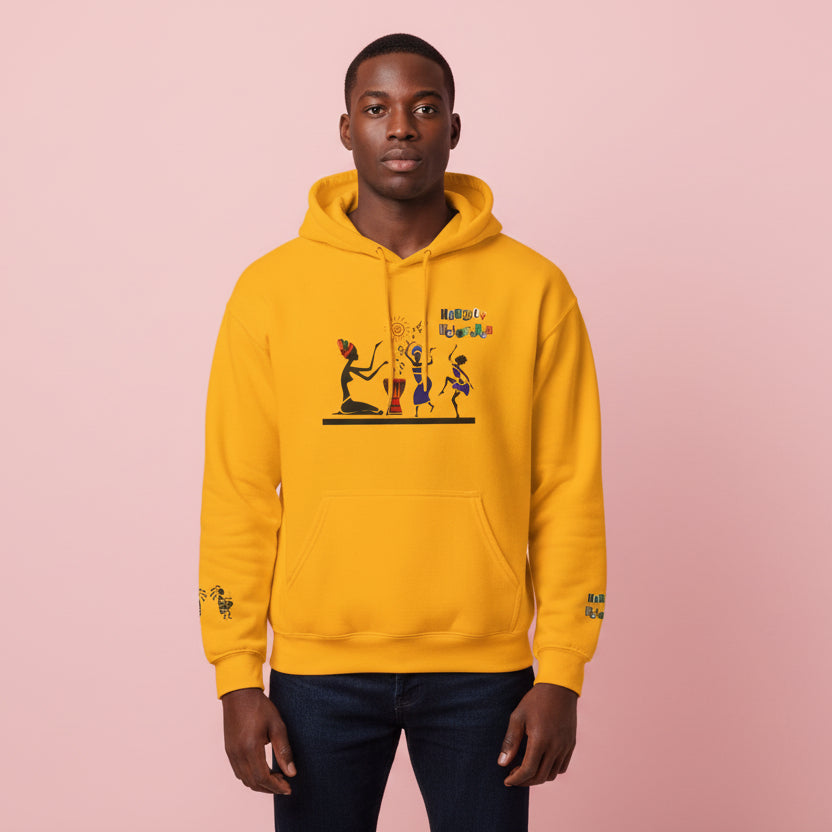 Ethnic Streetwear Unisex Heavy Blend, Hand-Drawn Tribal Music Art, Daily Wear Printify