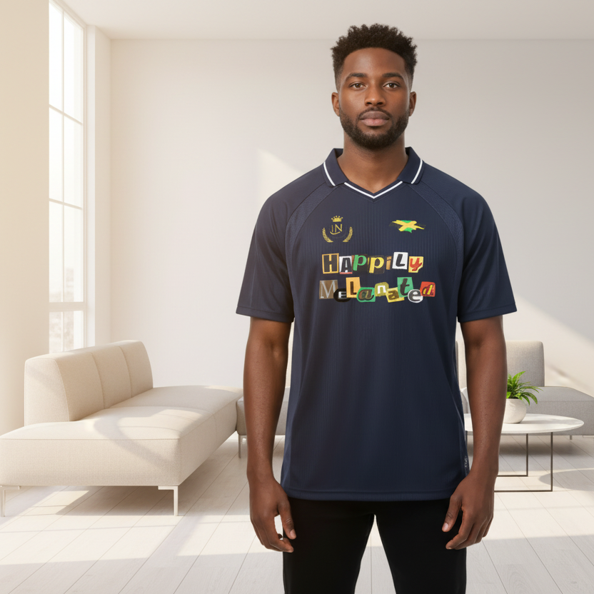 Jamaica Themed Graphic Striped V-Neck Soccer Jersey