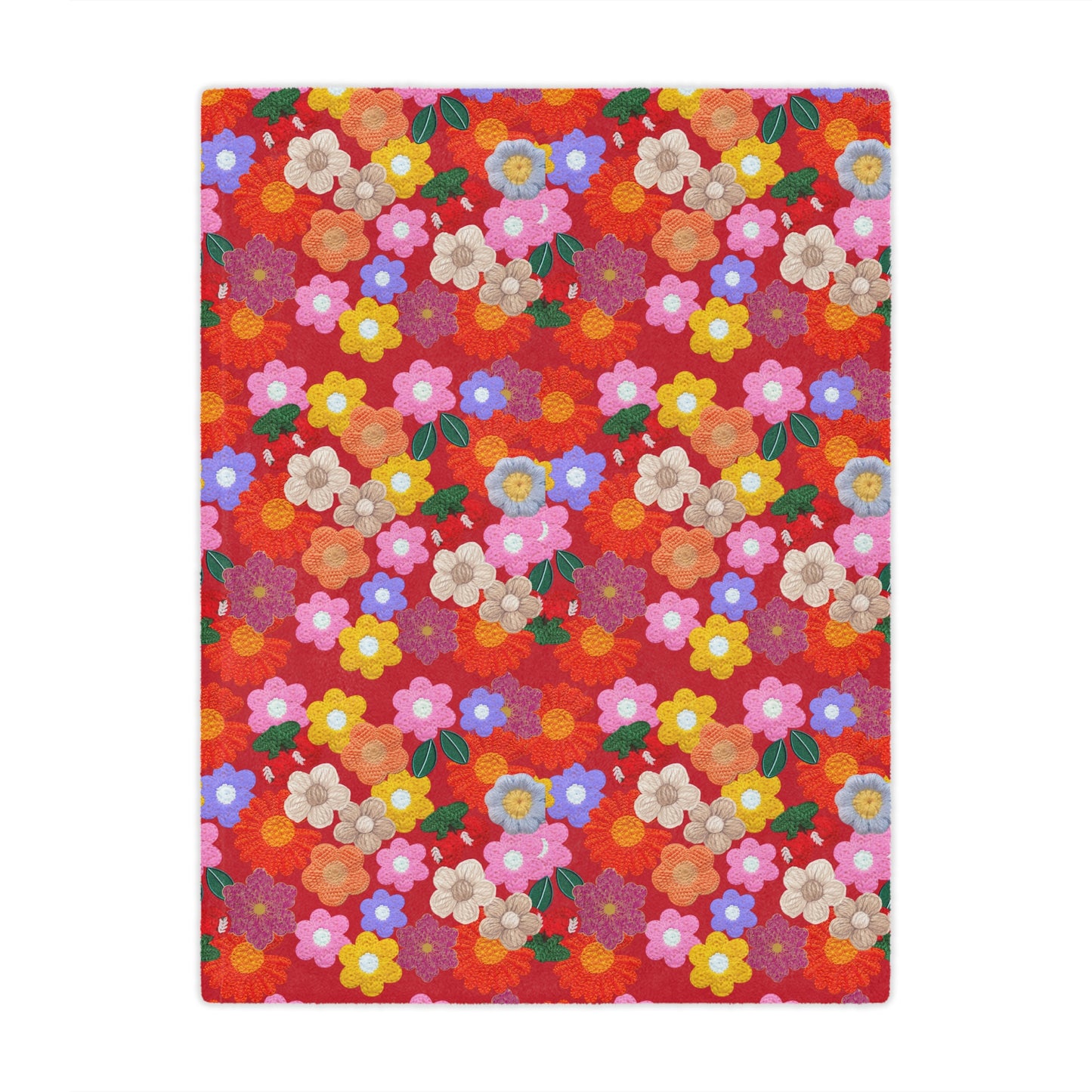 Floral Fiesta Minky Blanket — Bright Retro Flower Pattern, Cozy Throw for Living Room & Kids