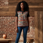 Tribal Wave Polo Shirt — Earth Tones Patterned Polo