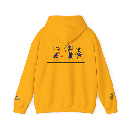 Ethnic Streetwear Unisex Heavy Blend, Hand-Drawn Tribal Music Art, Daily Wear