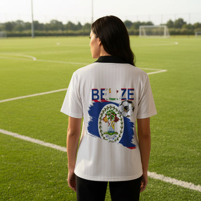 Belize  Flag Themed Contrast Collar Striped Soccer Jersey