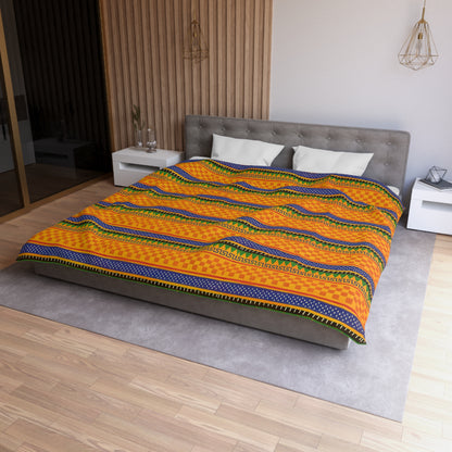 Striped Tribal Pattern Duvet Cover — Boho Orange Microfiber Bedding
