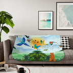 Tropical Wildlife Sherpa Blanket - Cozy Nature-Inspired Throw Printify