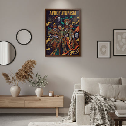 Afrofuturism Framed Poster — Vibrant Afrocentric Sci‑Fi Art Print
