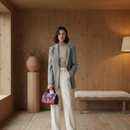 Floral Barrel-Shaped PU Leather Handbag with Botanical Ornithology Print Yoycol