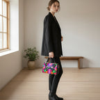 Floral Barrel-Shaped PU Leather Handbag with Botanical Ornithology Print Yoycol