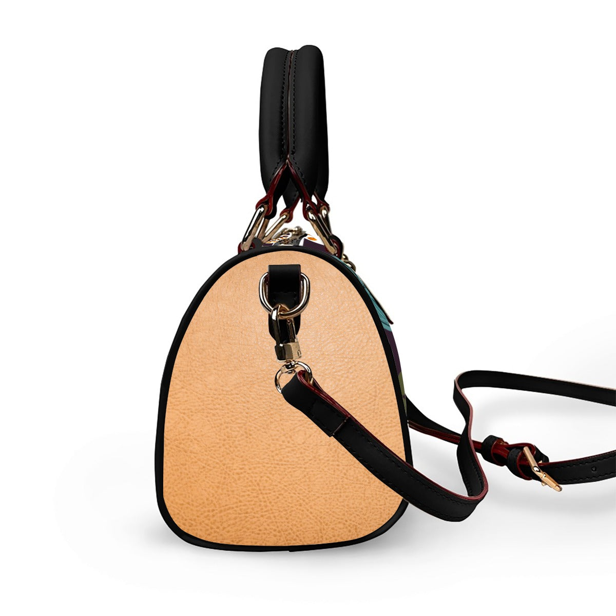 Botanical Floral Barrel-Shaped PU Leather Handbag