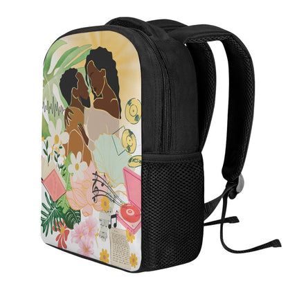 Afro Love and Music Themed Graphic Student Backpack