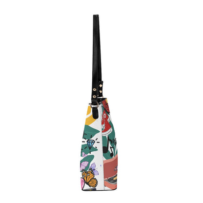 Black Art Themed Graphic Minimalist Square Crossbody Bucket Bag