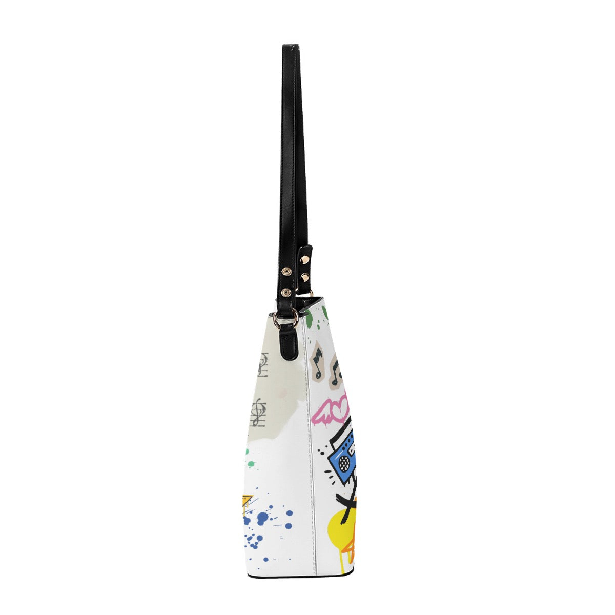 Graffiti Black Art Themed Graphic Minimalist Square Crossbody Bucket Bag