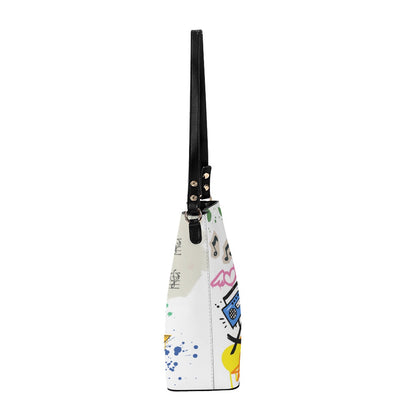 Graffiti Black Art Themed Graphic Minimalist Square Crossbody Bucket Bag