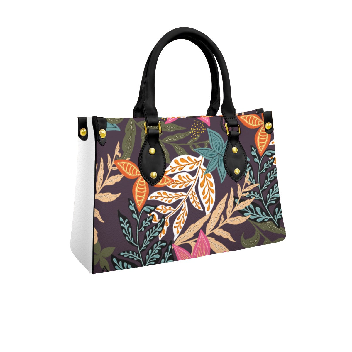 Floral, Botanical Themed Women's Tote Bag With Black Handle
