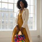Classic Barrel-Shaped Handbag in PU Leather Featuring an All-Over Colorful Botanical and Ornithological Print Yoycol