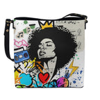 Graffiti Black Art Themed Graphic Minimalist Square Crossbody Bucket Bag