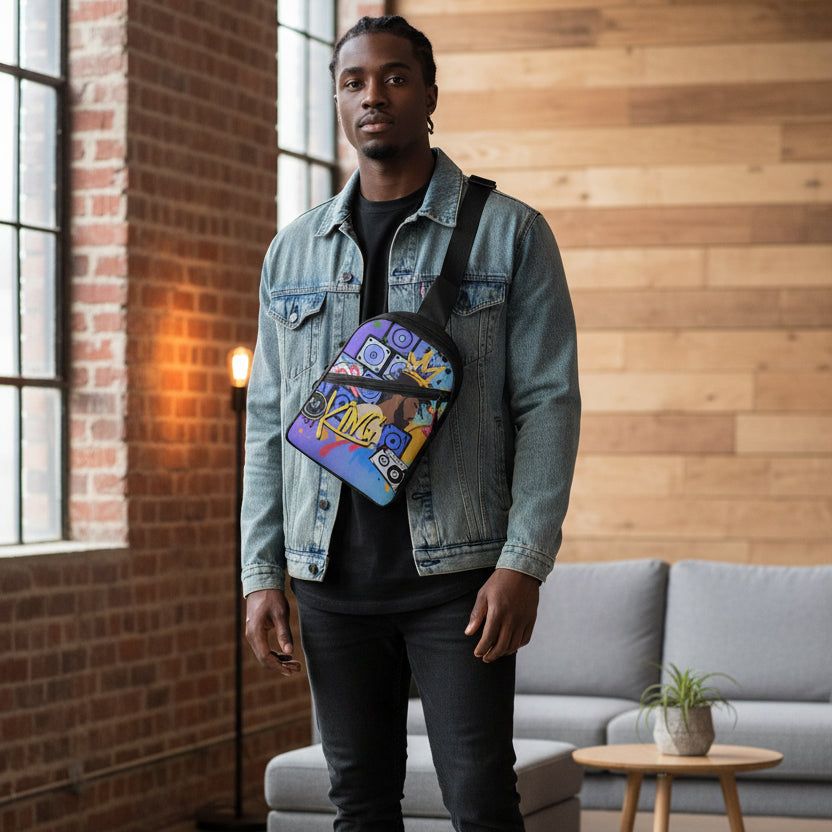 Hip- Hop Music-inspired Folding Chest Bag,  Multi-Colored Graphic Design Yoycol
