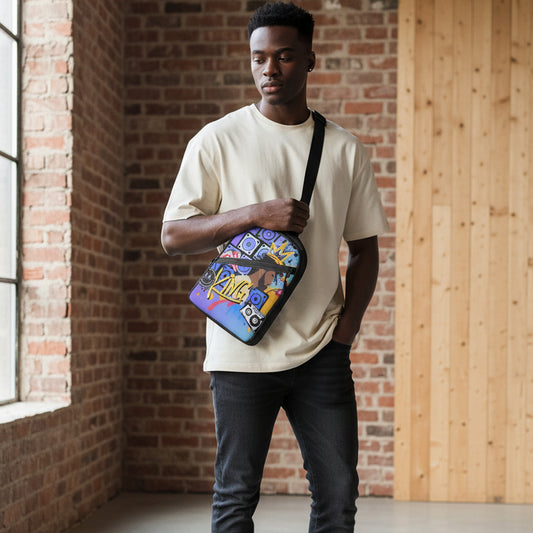 Hip- Hop Music-inspired Folding Chest Bag,  Multi-Colored Graphic Design Yoycol