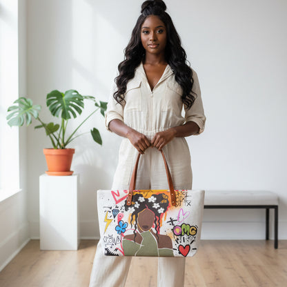 Graffiti Afro Art Themed Women's Tote Bag | Diving Cloth