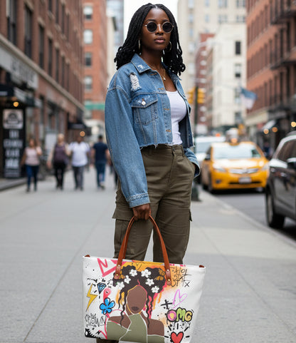 Graffiti Afro Art Themed Women's Tote Bag | Diving Cloth