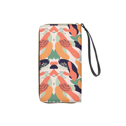 Colorful Patterned Long Wallet With Black Hand Strap