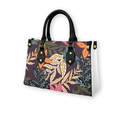 Floral, Botanical Themed Women's Tote Bag With Black Handle