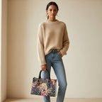 Floral, Botanical Themed Women's Tote Bag With Black Handle Yoycol