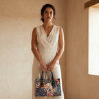 Floral, Botanical Themed Women's Tote Bag With Black Handle