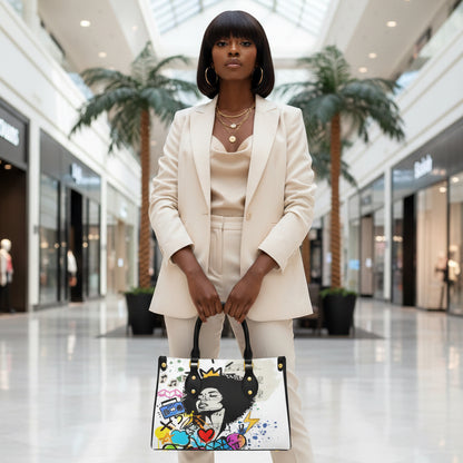 Graffiti Black Art Themed Graphic Women's Tote Bag With Black Handle