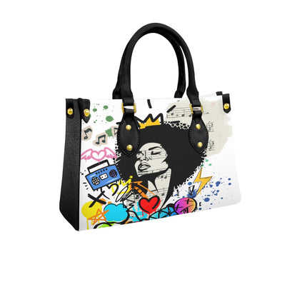 Graffiti Black Art Themed Graphic Women's Tote Bag With Black Handle