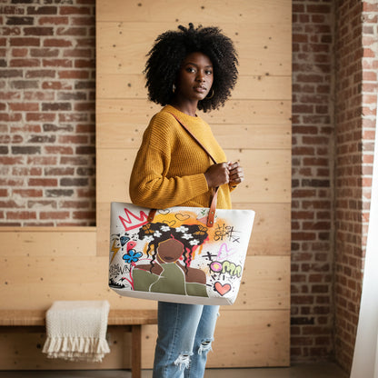 Graffiti Afro Art Themed Women's Tote Bag | Diving Cloth
