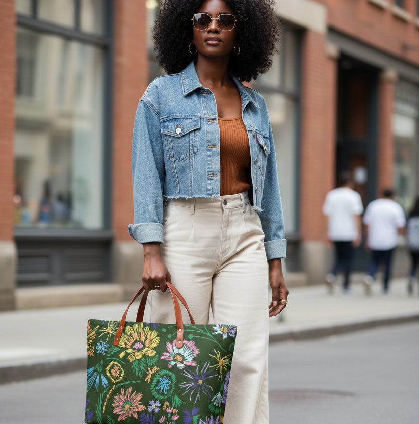 Vintage Inspired Floral Themed Women's Tote Bag | Diving Cloth