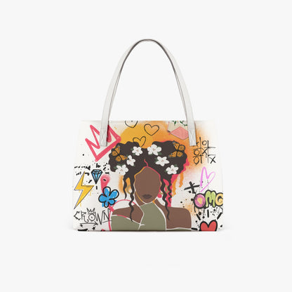 Afro Graffiti Art Graphic Stylish PU Leather Tote Bag