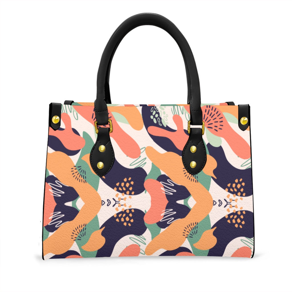 Women's Tote Bag Featuring a vibrant, Patterned Design and Black Handles. Yoycol