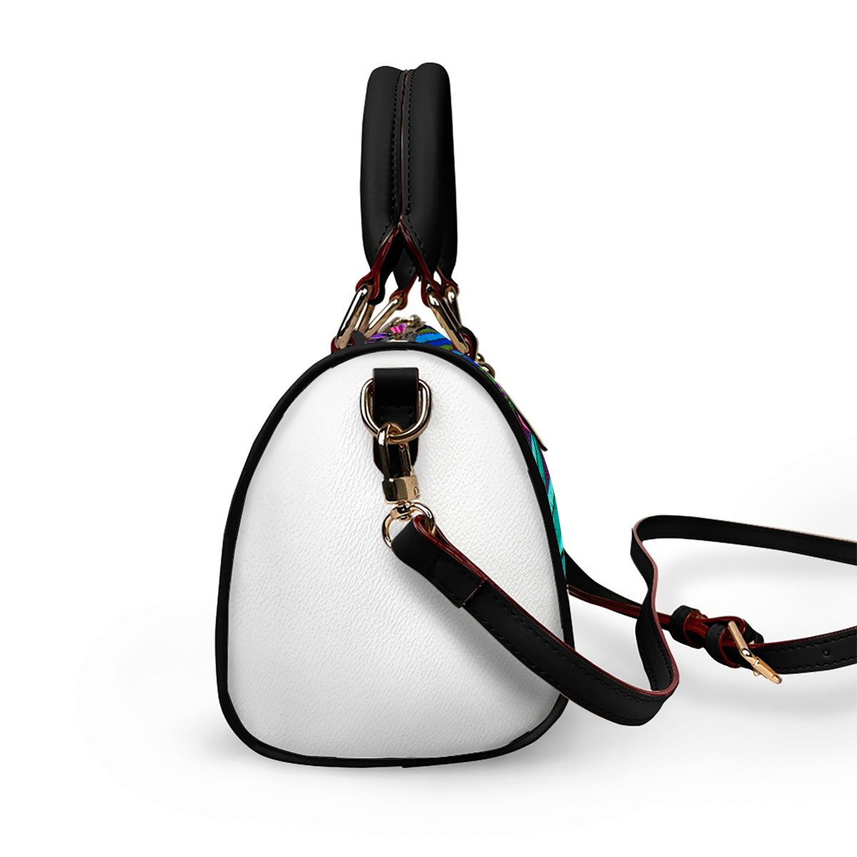 Ornithology and Botanical Embroidery Inspired Classic Barrel-Shaped PU Leather Handbag