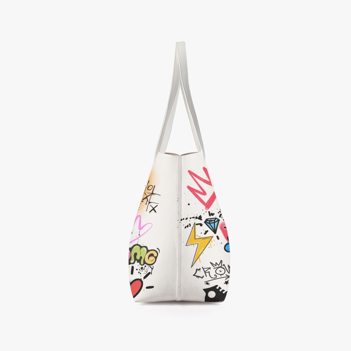 Afro Love & Music Themed Stylish PU Leather Tote Bag