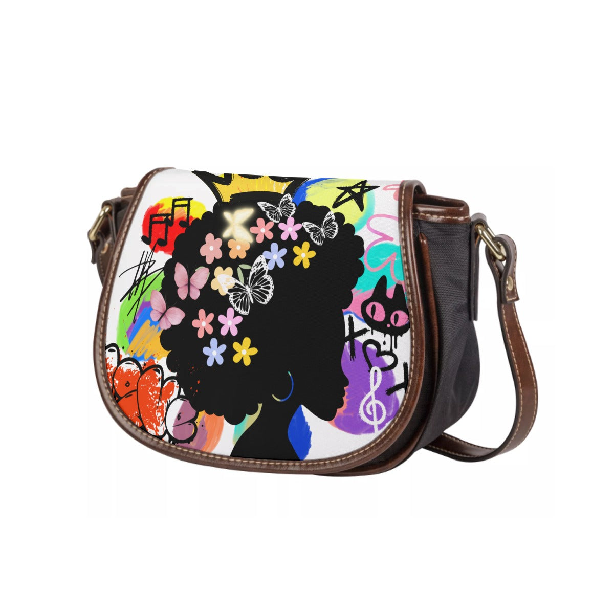 Afro Art, Graffiti Art Inspired Tambourin Bag With Single Strap