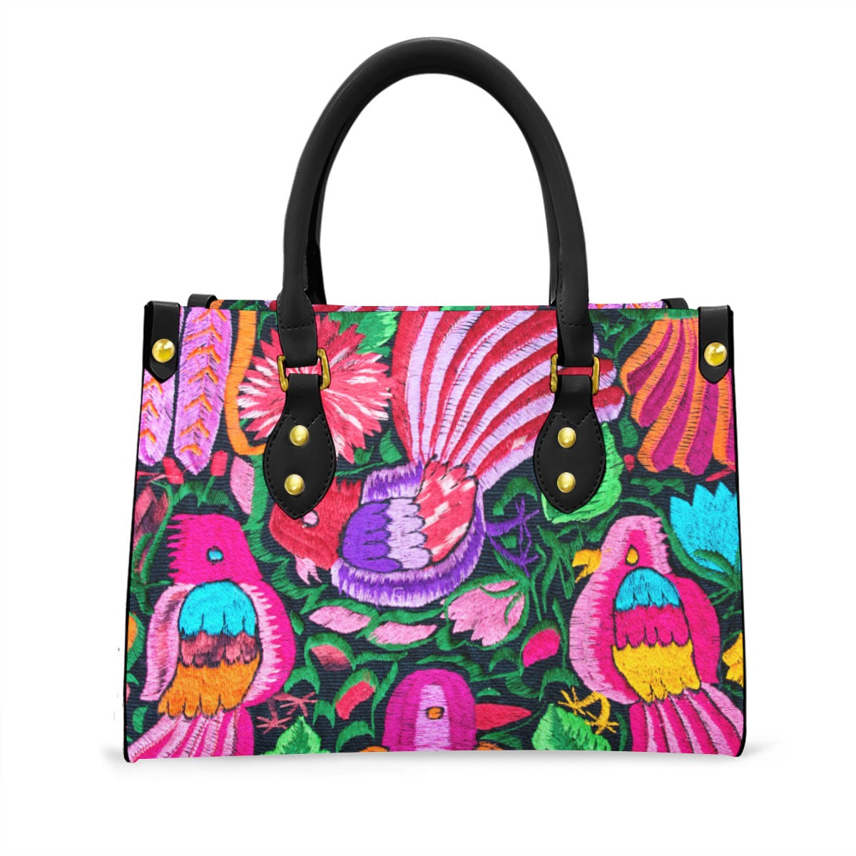 Botanical Ornithology Themed Women's Tote Bag With Black Handle