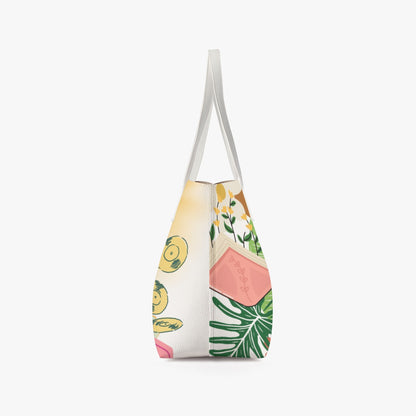 Afro Love & Music Themed Stylish PU Leather Tote Bag