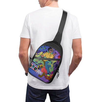 B-Boy and DJ Themed Colorful Graphic Folding chest bag